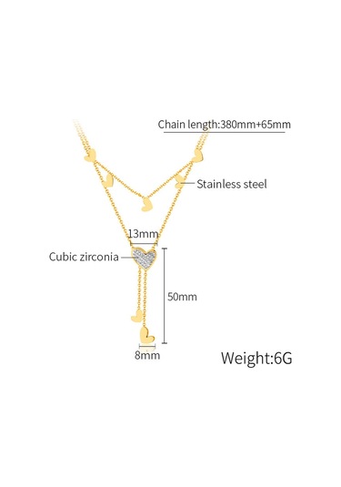 Sones Opk Gx2438 Paslanmaz Çelik Yığılmış Püskül Kalp Kolye Altın
