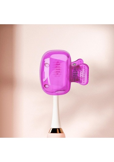 Pazly Taşınabilir Suntek Seyahat Mor Kapağı Kafası Fırçası Diş İf Mor