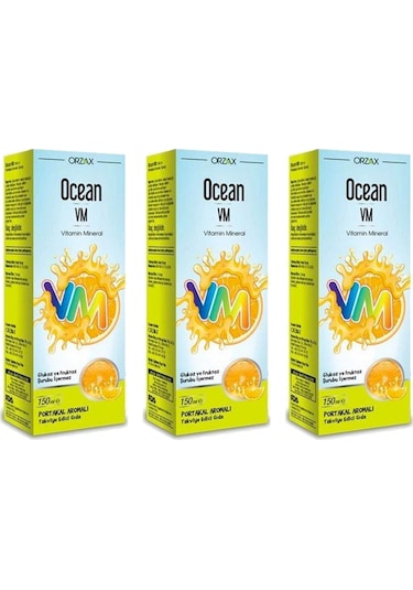 Ocean Vm Vitamin Mineral Portakal Aromalı Şurup 150 Ml 3 Adet