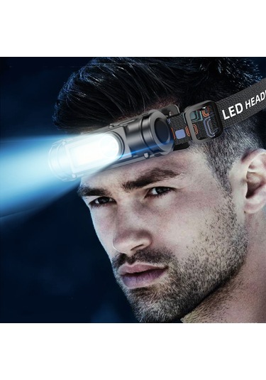 Dofolink 4'lü Paket Led Şapka Lambası - Çift Işık Modu, 180 Döner, Su Geçirmez, Usb Şarjlı 800mah Dahili Pil Siyah