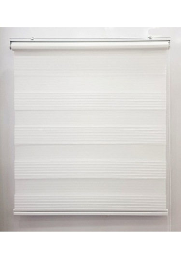 Geniş Pilise Beyaz Zebra Perde Beyaz