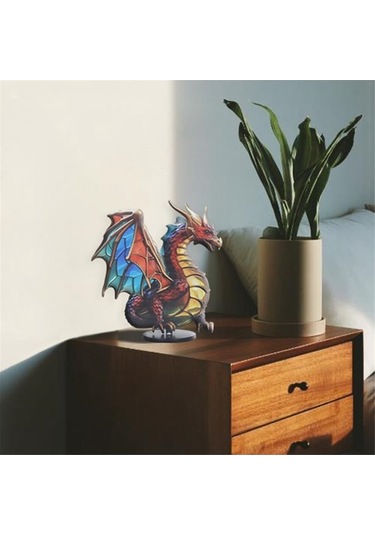 Fortunelane Renkli Metal Kral Ejderha Figürü - Ev Dekorasyonu Masaüstü Heykeli, Dayanıklı Kumaş İle Ev, Ofis Ve Hediye İçin