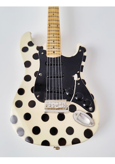 El Yapımı 1/4 Ölçek Minyatür Elektro Gitar Polka Dot Stratocaster