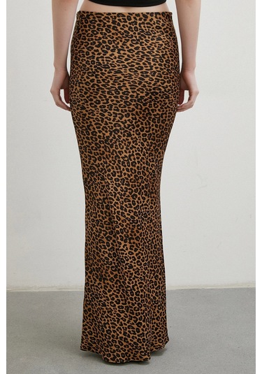 Leopar Desenli Verev Etek Kahve Kahve