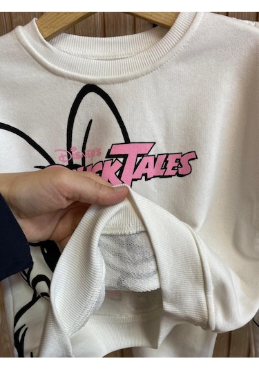 Duck Baskılı Kız Çocuk Eşofman Takım Beyaz