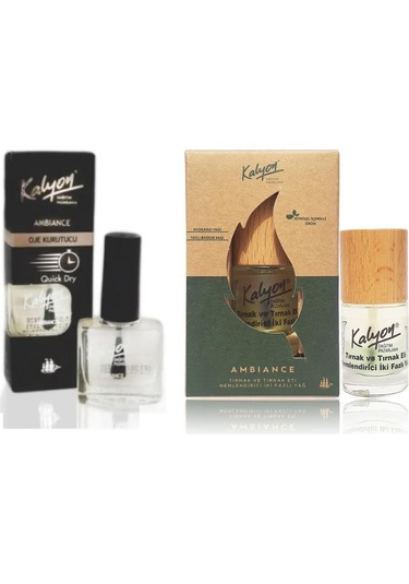 Kalyon Oje Kurutucu Fırçalı+Kalyon Bitkisel Tırnak ve Tırnak Eti Nemlendirici İki Fazlı Yağ 11 Ml