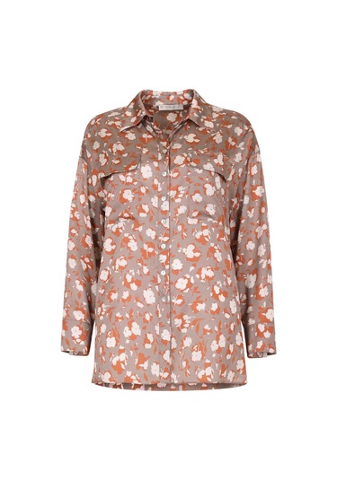 Galaxi Kadın Büyük Beden Desenli Manşetli Gömlek 3051000 Vizon