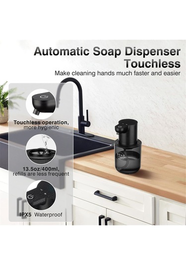 Xiaaokeji Otomatik Sabunluk, Otomatik Sabunluk Duvara Monte, Siyah Siyah