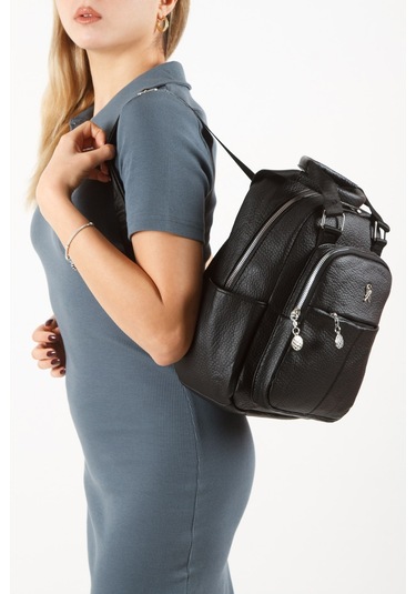 Newish Polo Kadın Deri Monica Sırt Çantası New309 Siyah