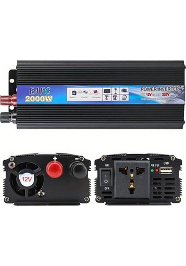 Xuweiwei 12v 500w 1000w 2000w Tepe Güç İnvertörü Dc 12v Ac 220v Taşınabilir Araç Şarj Cihazı Voltaj Dönüştürücü Kamp Seyahat Karavan İnvertörü Eu Fişli