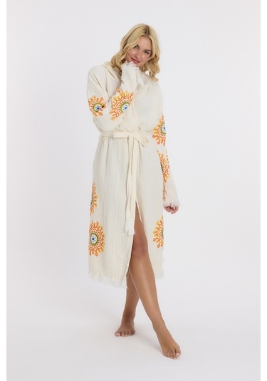 Mulberry Muslin Peştemal Bornoz Banyo Ve Plaj Elbisesi Sarı