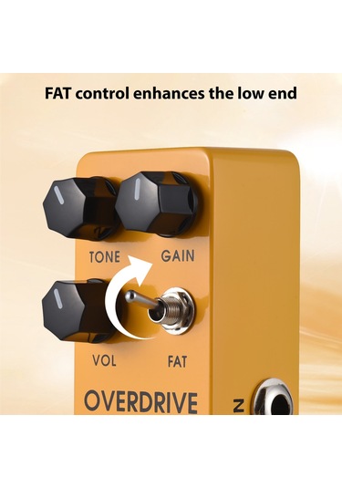 Geeksen Gitar Overdrive Efekt Pedalı Tone//vol/fat Çok Yönlü Ton Kontrolü Dc 9v 6.35mm Giriş/çıkış Arayüzü Sarı