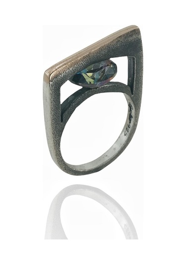 Mistik Topaz Taş El Üretimi Özel Tasarım 925 Gümüş Yüzük