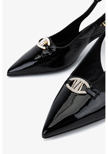 Valmenti Kadın Hakiki Deri Siyah Rugan Slingback Ayakkabı 611 H51005 Bn Ayk Sk25-26 Black Vernıce Siyah Rugan