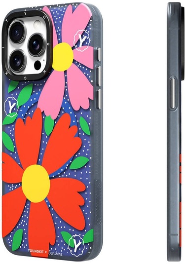 İphone 15 Pro Uyumlu Kılıf Magsafe Özellikli Sunshine Tasarımlı Youngkit Colorful Serisi Kırmızı