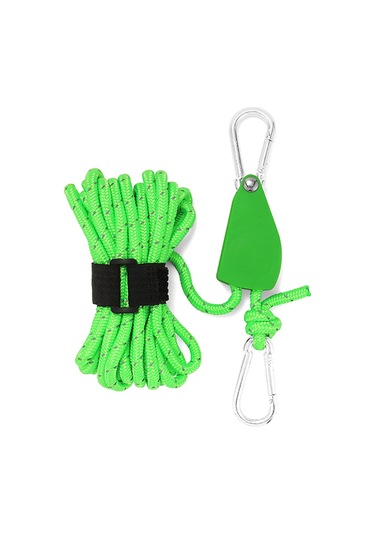 Springsun Alüminyum Gölge Telt Sabitleyici, 6mm Kalın Nylon Tellerle Yükseltilebilir Kayar Blok, Yeşil Büyük Boy Yeşil