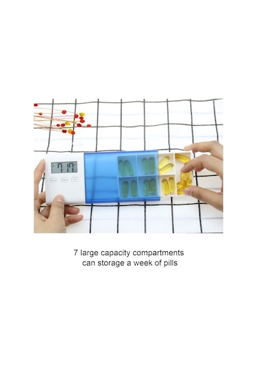 Vkemall Mavi Taşınabilir Akıllı İlaç Kutusu - Zamanlayıcı Ve Alarmlı İlaç Hatırlatıcı Cihazı