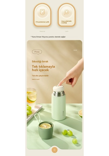 Aurora Büyükkapasiteli Paslanmazçelik Termos Fincan Mavi Gök Mavisi