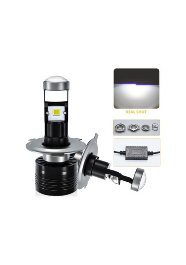 Geeksen Motosiklet Işığı Sağ Sürüş Led Lensli 4 Csp Çip 70w 16000lm 6000k Ip68 Su Geçirmez H6 H4 Hs1 Uçak Alüminyum Siyah