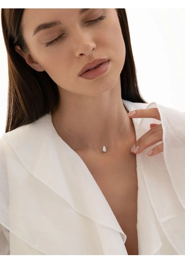 Sılverme Gümüş İpli Damla Kolye, 925 Ayar Gümüş 345917091