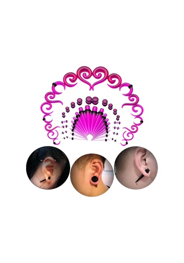 Suntek 54 Adet Akrilik Kulak Germe Kiti 14g-00g Genişletici Mor