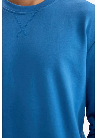 Defacto %100 Pamuk Basic Sweatshirt E8339ax26spbe410 Mavi-be410 Defacto %100 Pamuk Basic Sweatshirt E8339ax26spbe410 Mavi-be410