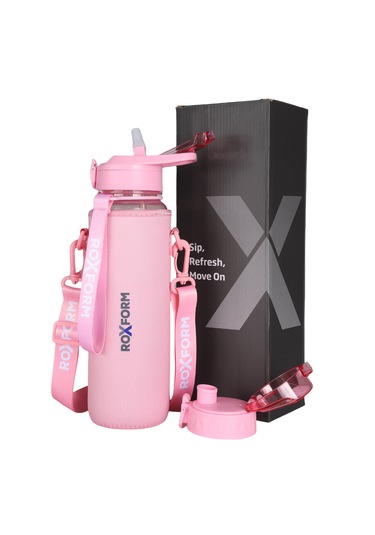 Roxform Suluk Matara 1100 Ml, Premium Pp Malzeme, Sağlıklı Bpa & Bps İçermez, Kılıflı, Çift Kapaklı, Koku Yapmaz, Sızdırmaz Ve Dayanıklı, Pembe Pembe