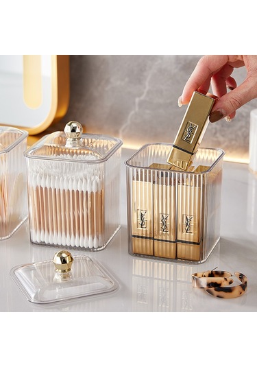 Şeffaf Yeşil Pamuklu Çubuk Kutusu, Kozmetik Pamuk Saklama Kutusu, Toz Geçirmez Ve Şeffaf A