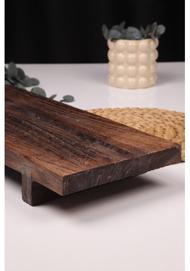 Bambum Pavlonya Classic Dark Ahşap Sunum Ve Servis Seti Dikdörtgen Servis Tabakları Ahşap