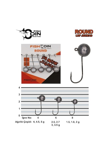 Fishcoin Round Jighead 8-1.5 Gr