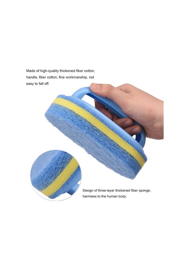 Yaleker Mavi El Fırçasıyla Fibre Pamuklu Temizleyici - Banyo, Tuğla, Havuz İçin 3 Katlı Kalın Yapı Mavi