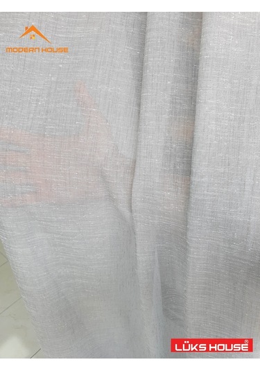 Lüks Keten Görünümlü Tül Pede Pilesiz, Beyaz- Krem- Gri Renkleri