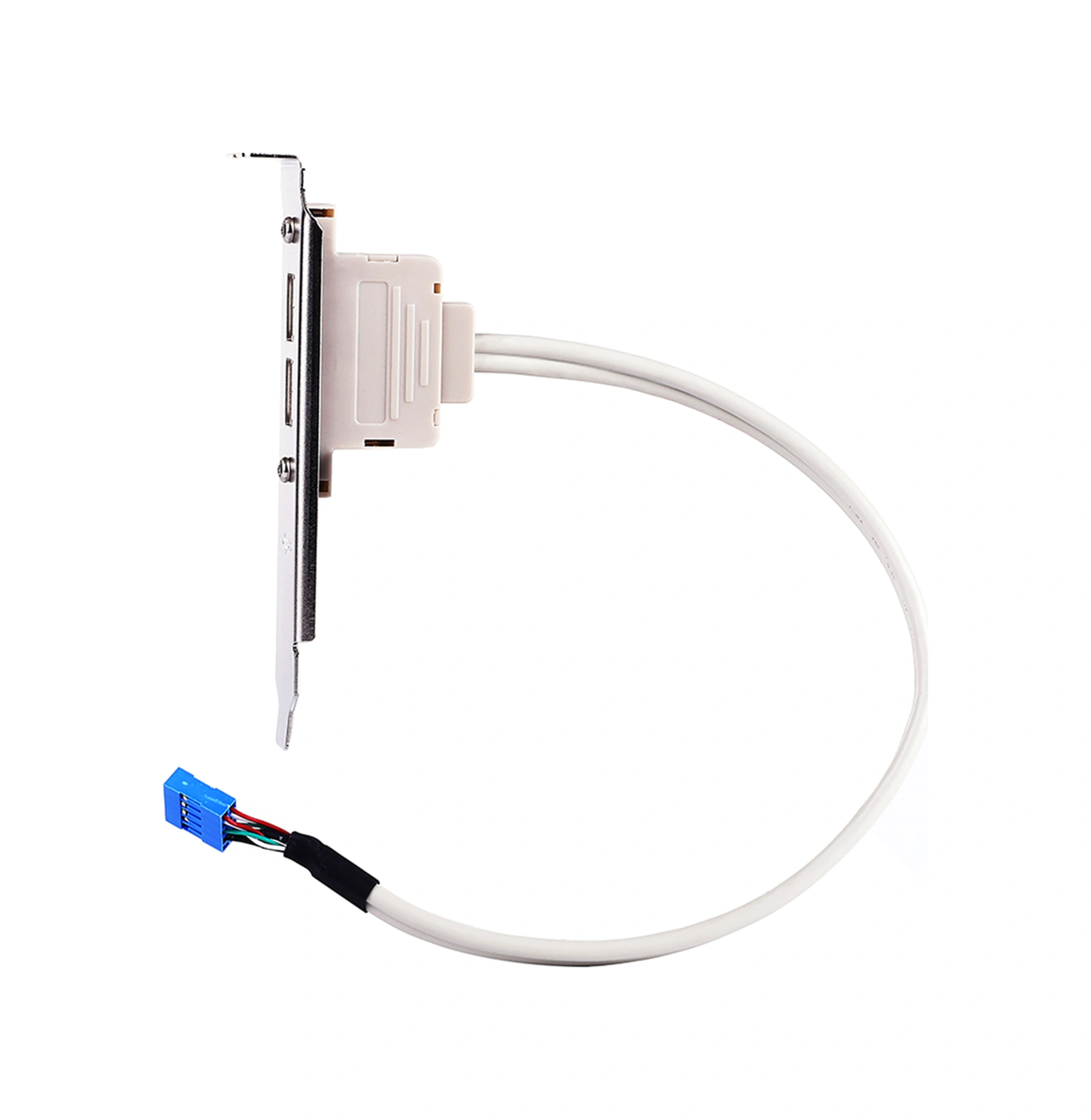 Qingmipy Masaüstü Bilgisayar Kasası İçin Pcı Konumlu 2 Usb 2.0 Portu Anakart Genişletme Kablosu Beyaz Bakır Tel