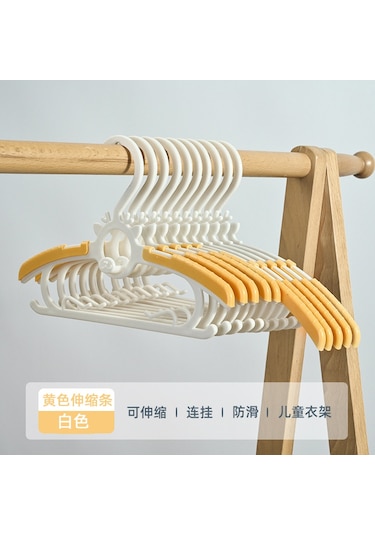 Çocuklar İçin Geri Çekilebilir Kaymaz Elbise Askısı Ev Tipi Omuz Askılı Köşe Depolama Elbise Askısı 20'li Paket Sarı