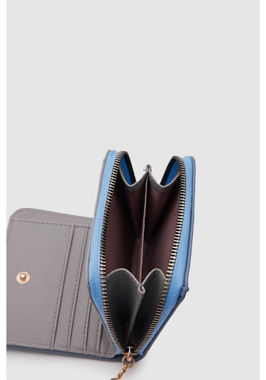 Mavi Püskül Detaylı Bayan Cüzdan - Ol-2025 Siyah