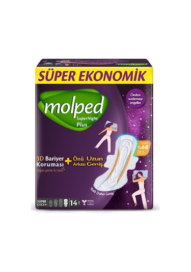 Molped Süper Night Plus Hijyenik Ped Süper Gece 14'lü