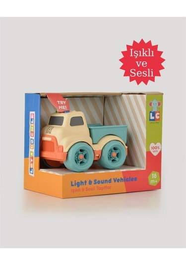 Let's Be Child Sesli Ve Işıklı Minik Pikap 31016 Bej - Turkuaz Kasalı, Çocuklar İçin Oyuncak Pikap