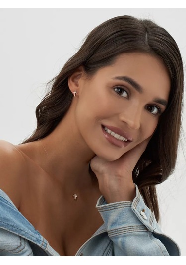 Marıola 925 Ayar Gümüşten Yapılmış Altın Kaplama Kolye, Görünmez İp Üzerinde Kрест 79585218 Altın