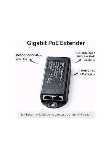 Nvd-2202 10/100/1000 1 In 2 100m Gigabit Poe Repeater Extender