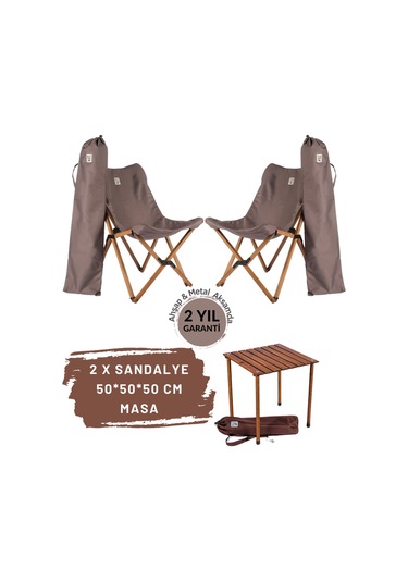 Bag The Joy Ahşap Masa Sandalye Seti Kahverengi-koyu Gri-50 50 50 Koyu Gri