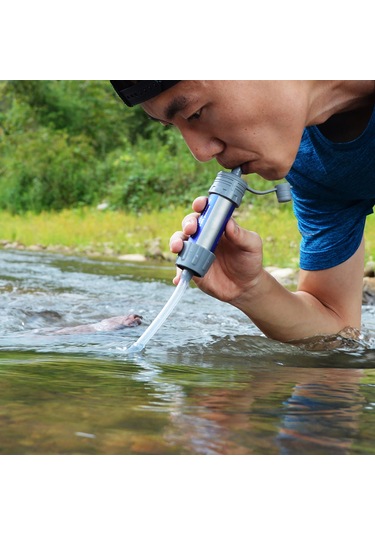 Mufunye 2'li Paket Dışarıda Kullanım Su Filtre Pipeti, Temiz Su Sağlama, Kamp/hiking İçin, Asker Yeşili+gri, 480ml Su Çantası İle