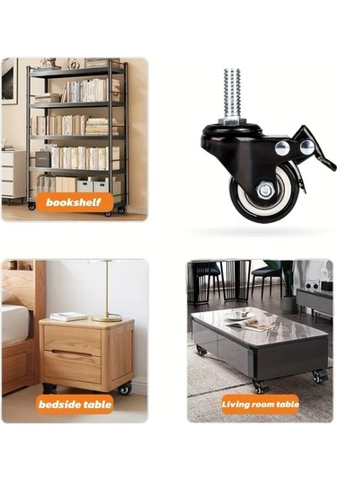 Dashanshop 4 Adet 10mm Frenli Ağır Hizmet Döner Tekerlek 353 Kg Masalar Sehpalar