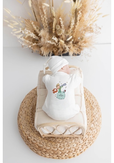 Lilabio %100 Organik Isme Özel Isimli 10lu Hastane Çıkışı Küçük Prens Ekru