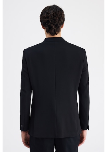 Twn Slim Fit Siyah Armürlü Kumaş Ceket 6ec04bb01474m Çok Renkli