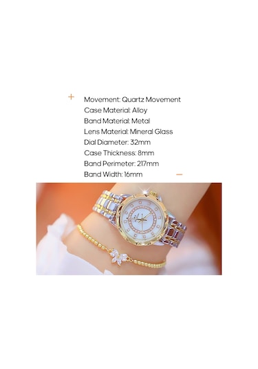 Leezsing Şık Kadın Kol Saati - Altın Ve Gümüş Renk Seçenekli Su Geçirmez Kuvars Saat Çok Renkli