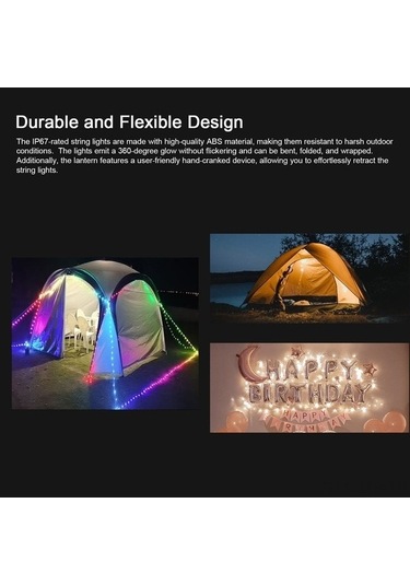 Pazly Pratik Su Geçirmez Yürüyüş String Led Lambası, Kamp Işığı, Çadır Aydınlatma, 2'li Paket Haki Haki