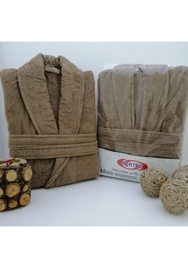 SERTAY HAVLU %100 PAMUK BUKLE LÜKS TEK BORNOZ S0014 Kahverengi