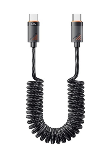 Essager Pd 100w Type-c To Type-c 1.8m Yaylı Spiral Data Ve Hızlı Şarj Kablosu, Kopmaz, Karışmaz Kablo