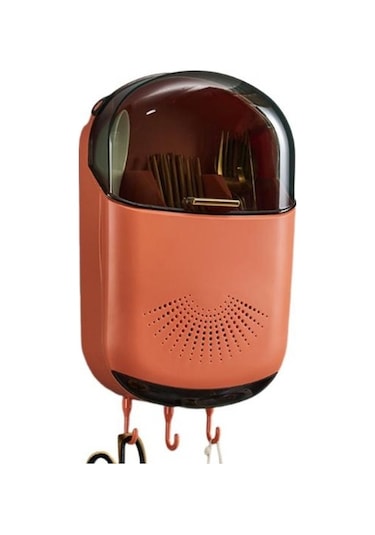 Novahub Turuncu Mutfak Çatal Kaşık Tutucusu, Drenaj Tepsili Yemek Çubukları Montaj, Güçlü Kapasiteli Ev Aksesuarı Turuncu