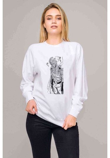 Anime One Punch Man Baskılı Beyaz Kadın Sweatshirt (528294831)